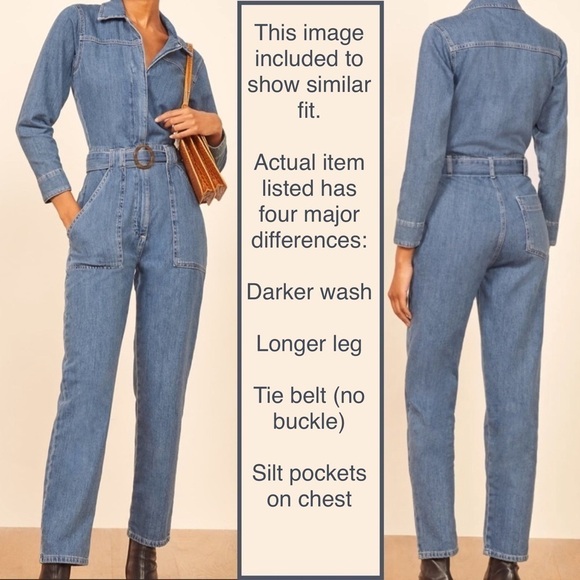 Reformation Rex Boiler Jumpsuit Darkwash Denim Blue *Size Est. 6-8 / Medium EUC - Picture 3 of 9